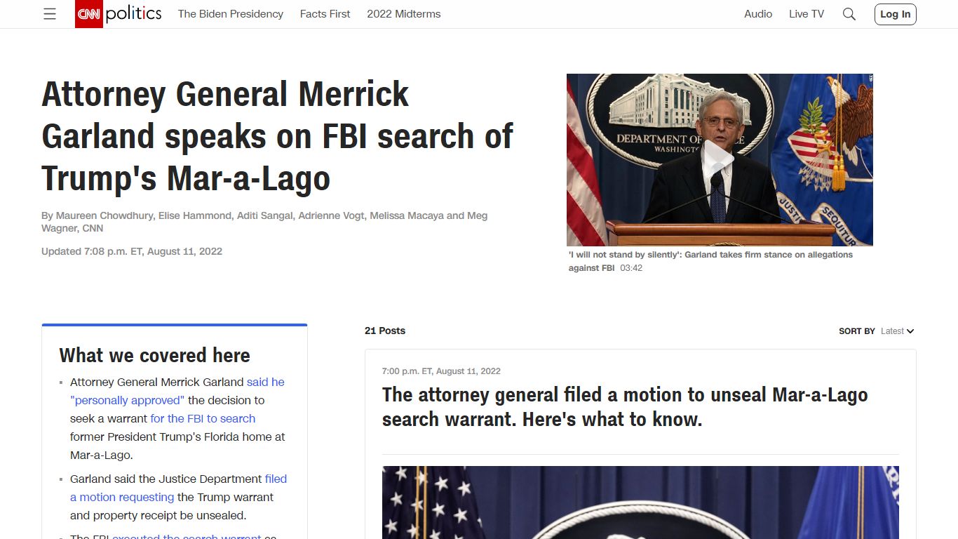 Live updates: Justice Department files in court to unseal Mar-a-Lago ...
